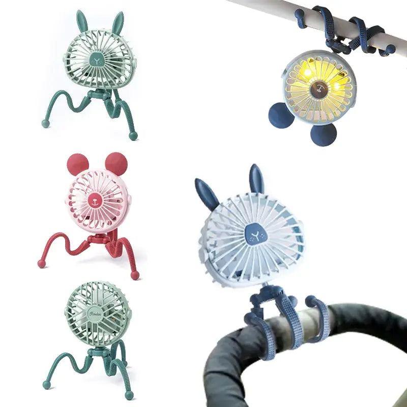 Portable Baby Stroller Fan | USB Rechargeable & Quiet Night Light