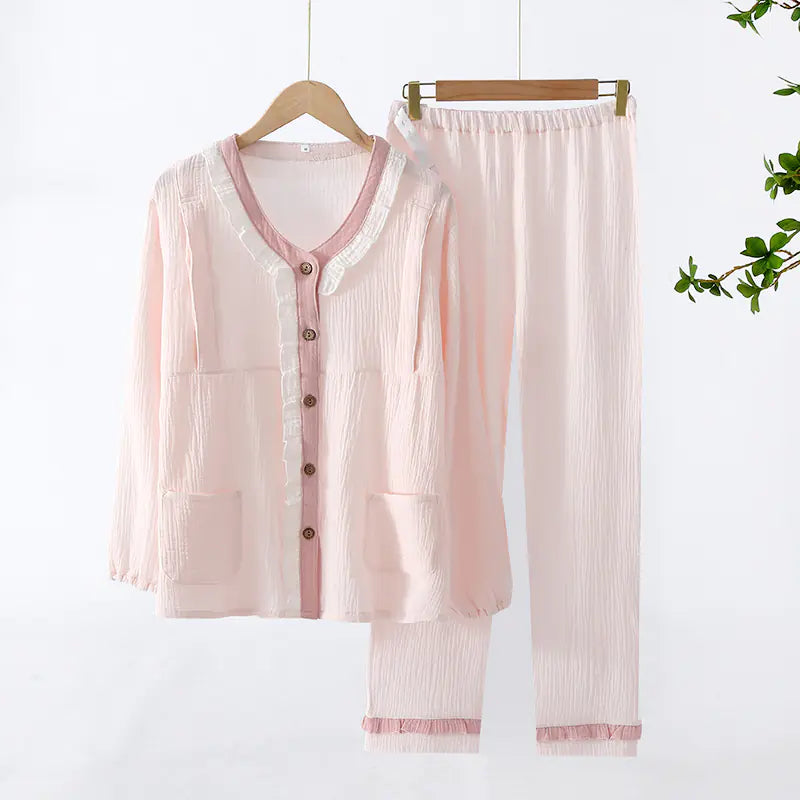 Cotton Double-Layer Maternity & Nursing Loungewear Set – Soft & Easy Feed