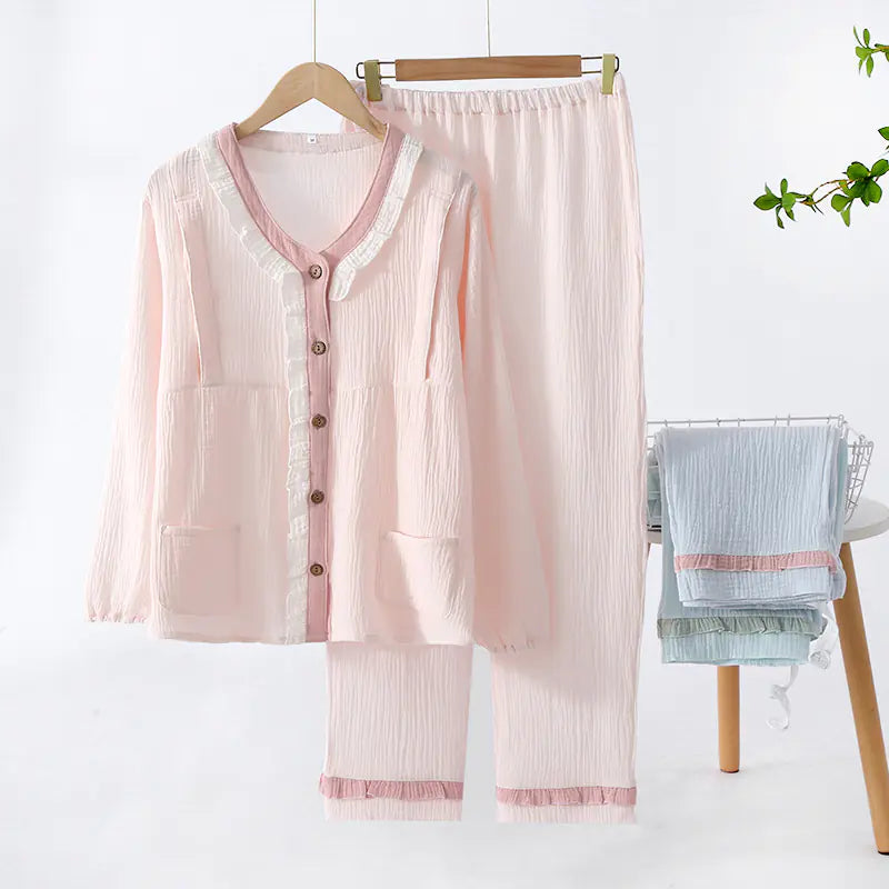 Cotton Double-Layer Maternity & Nursing Loungewear Set – Soft & Easy Feed