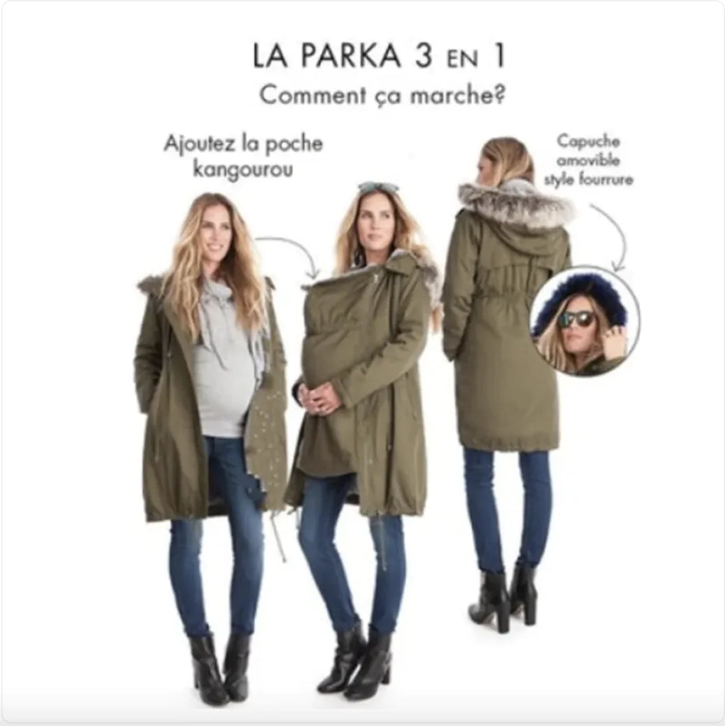 Fur-Collared Maternity Coat – Winter Pregnancy Jacket