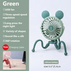 Portable Baby Stroller Fan | USB Rechargeable & Quiet Night Light