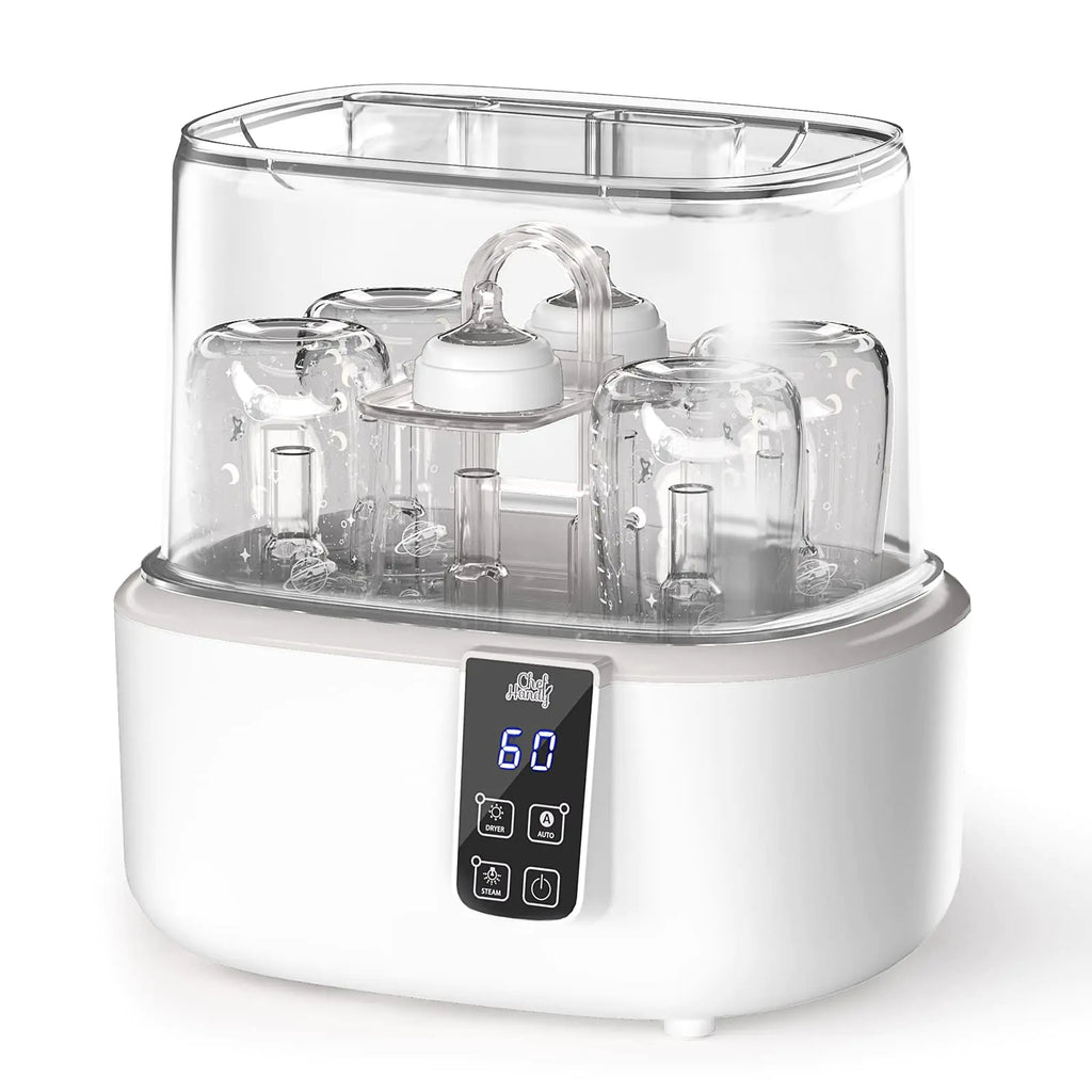 Baby Bottle Sterilizer & Dryer – Steam Clean, Holds 6 Bottles