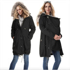 Fur-Collared Maternity Coat – Winter Pregnancy Jacket