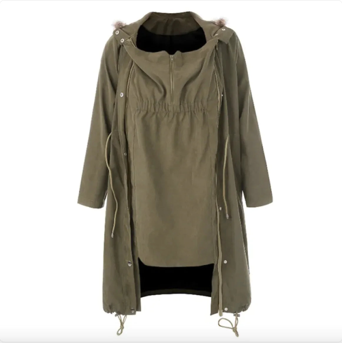 Fur-Collared Maternity Coat – Winter Pregnancy Jacket